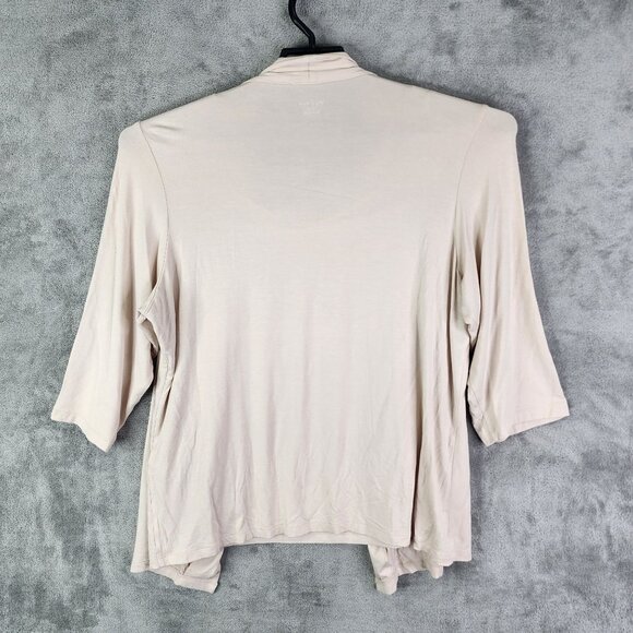 Womens Beige Tan Jay Cardigan With Layered Top & Chains 3/4 Sleeve Size M - Picture 9 of 12